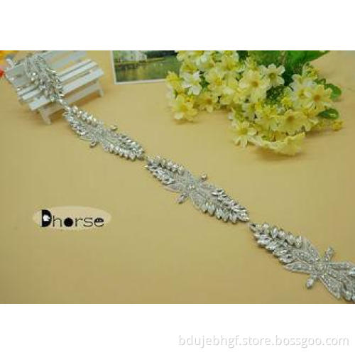 Iron On Bling Bling Decorative Rhinestone Beaded Trim , Rhi